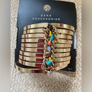 Zara gold bracelet with colored crystals